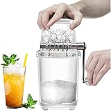 REENEW アイスクラッシャー 製氷機 手動アイスクラッシャー 高速アイスクラッシャー 手動ロータリーアイスクラッシャー ステンレス刃 アイスクラッシャー アイスカップ付き スムージークラッシャー 家庭用便利グッズ (とうめいしょく)