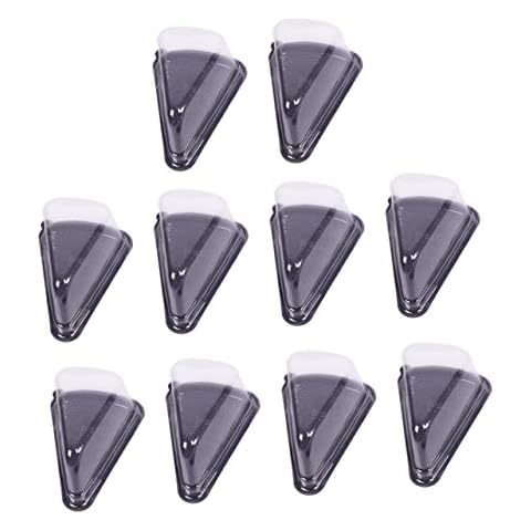 KICHOUSE 10Pcs Black Plastic Triangle Cake Boxes Versatile Cake Packaging for Bakery Sandwiches and Desserts Ideal for Individual Cakes and Slices Cover