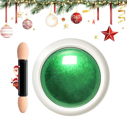 Green Chrome Nail Powder - Holographic Mirror Metallic Effect Powder