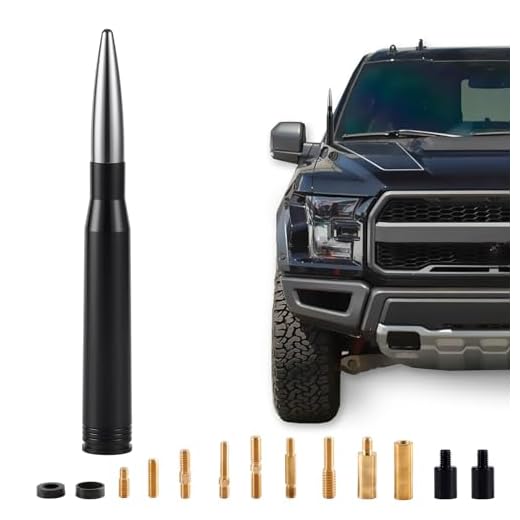BJSIA Upgrade Universal Car Antenna Compatible with Ford, Dodge, Chevrolet, GMC, Jeep, Toyota Truck Antenna - Made of Rugged Billet and Aluminum, Gray, Car Accessories
