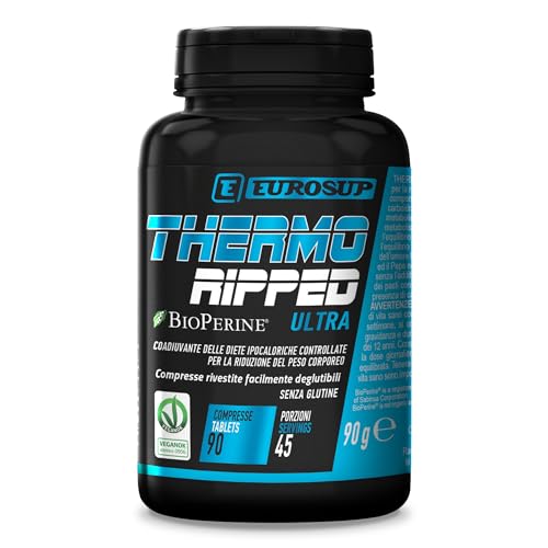 THERMO RIPPED ULTRA - Coadiuvante di diete ipocaloriche per il controllo e la riduzione del peso corporeo - Termogenico - 200 mg di caffeina - Senza biossido di silicio - Senza glutine