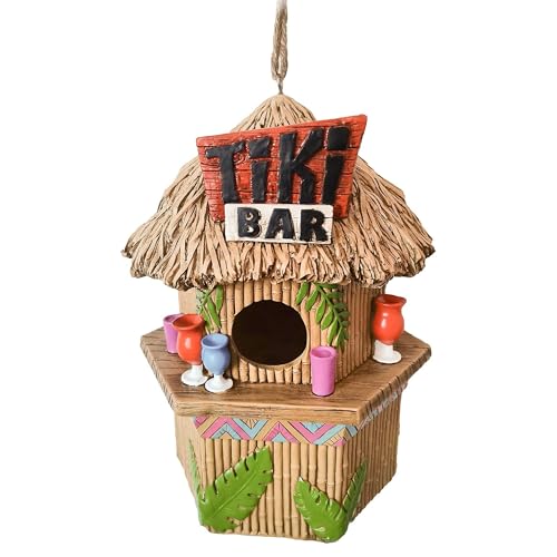 Spoontiques - Birdhouse - Garden Décor - Decorative Bird House for Yard and Garden Decoration - Hanging Novelty for Outdoor Patio - Tiki Bar Birdhouse by Spoontiques - Used condition - US$17.95