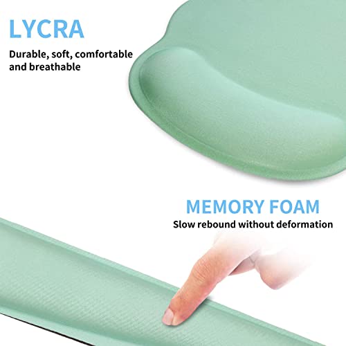 Aortdes Ergonomic Keyboard Mouse Pad Wrist Support Set - Anti-Slip Keyboard Mice Mat Wrist Rest For Laptop/Computer Gaming/Office - Durable & Comfortable For Easy Typing & Pain Relief(Kwrp-Green) #TOP4