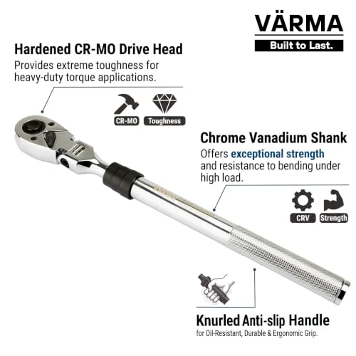 VÄRMA 1/2" Drive Ratchet – 13.7–19.2" 6-Stage Extendable Handle, 90T Flex Head, Quick Release, Chrome Vanadium by VÄRMA - Used condition - Image 5