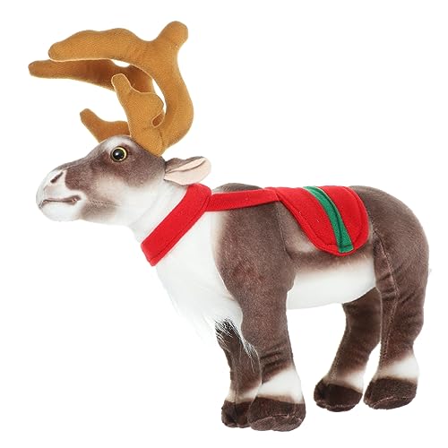 BESPORTBLE Christmas Plush Deer Stuffed Animal Toy Small 35cm Soft Reindeer Figurine Xmas Decor for Tabletop and Bookshelf Display