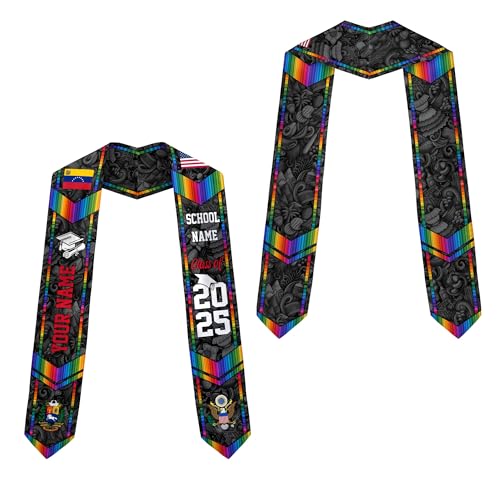 MonkeyVan Custom Venezuelan Flag Graduation Stole 2025 Venezuela Graduation Sash Venezuelan Flag Graduation Sash Class Of 2025 Vnzl 1