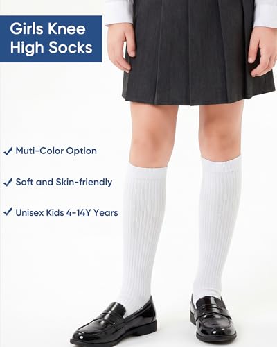 3 Pairs Girls Knee High Socks School Uniform Daily Wear 4-14Y Cotton Sock — view 3