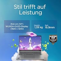 Lenovo IdeaPad Slim 5i Laptop | Copilot+ PC | 14" WUXGA OLED Display | Intel Core Ultra 9 185H | 1TB SSD | 32GB RAM | Intel Arc Grafik | QWERTZ | Beleuchtet | Win11 | Grau | 3 Monate Premium Care – Ansicht 9