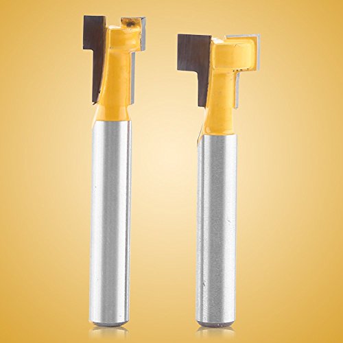 Miniatura 7 de Juego de 2 brocas para enrutador con mango de acero de 14 de pulgada, ranura en T, cortador de ranurado en T de carburo cementado, cortador de