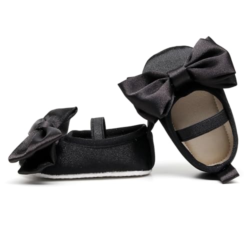 HONGTEYA Baby Girls Ballet Dress Shoes - Mary Jane Soft Sole Sidebow Toddler Moccasins