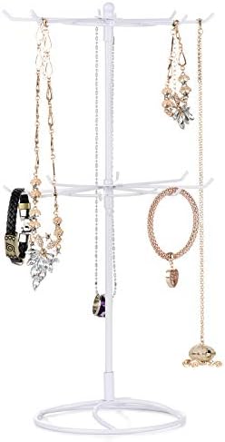 2 Tier Rotating Necklace Holder Jewelry Tree Bracelet Stand Display Organizer for Necklaces, Bracelets, Earrings, Rings