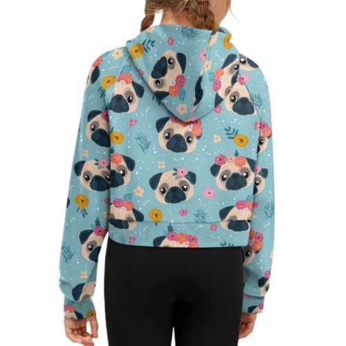 Uourmeti Girls Half Zip Up Sweatshirts Long Sleeve Drop Shoulder Cropped Hoodies with Pockets2