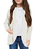 FISACE Girls Open Front Sweater Jackets Kids Soft Chunky Knit Long Sleeve Casual Cardigans Outwears