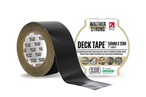 Walther Strong Extra Long Lasting (Non-Butyl) Joist Tape - Non-Butyl Tape Better Than Butyl Tape. 25 Year Protection Flashing Tape for Your Deck, Joist. Weather-Resistant & Waterproof (2” by 65’)