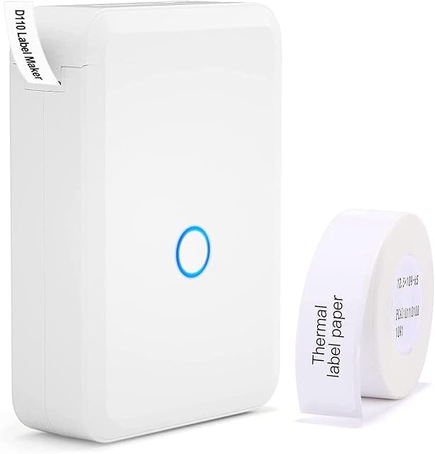 Small Smart Label Maker D110 with a Roll Paper, Wireless Bluetooth 15mm Wide Sticker Printer for NIIMBOT App, Easy to Print Name, Text, Cable labels, Price tags, Barcode, Emojis, Symbols
