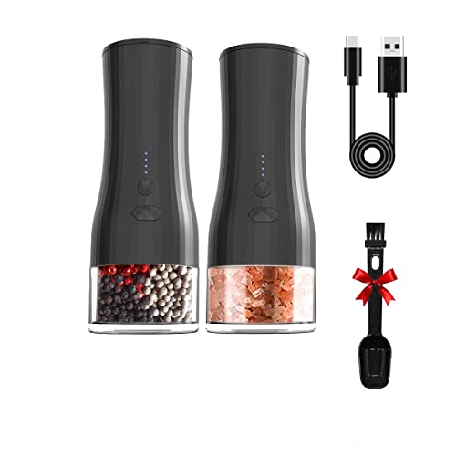 SUMHEN Elektrisches Salz- und Pfeffermühlen-Set, Schwerkraft-Salzmühle, Einhandbedienung, automatische Pfeffermühle, nachfüllbar (Set) Cover