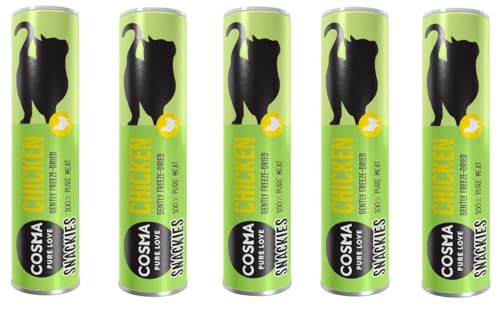 Cosma Snackies Gefriergetrocknet | aus 100% purem Fleisch | in praktischer Frische-Tube | 130g (5 Rollen je 26g)