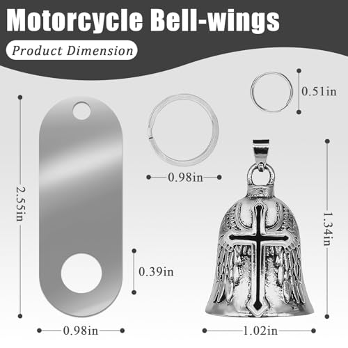 vvag Motorcycle Bell Durable Guardian Angel Bell Hanger Biker Bell with Keychain Ring Motorcycle Accessories for Women