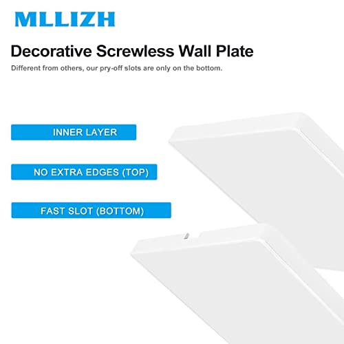 Mllizh 1-Gang Screwless Decorative Wall Plates, Stander-Size Unbreakable Thermoplastic Faceplate Cover For Decorator Receptacle Outlet Switch, White (4 Pack, Single Blank-White) #TOP1