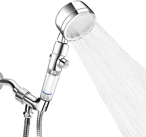 Luxsego High Pressure Shower Head 4-Modes Powerful Shower Spray, Hand Held Showerhead Kit with Stainless Steel Hose, Adjustable Bracket and Ionic ...