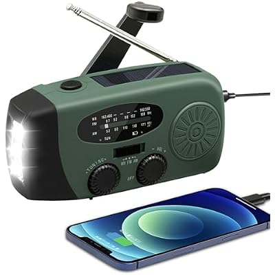 WVL 7400mWh Emergency Weather Radio, Portable Solar Hand Crank Radio AM/FM/NOAA, with 3 Mode Flashlight & Reading Lamp, Cell Phone Charger and SOS Siren(Navy Green)