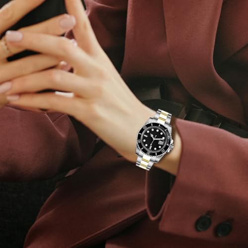 Image of Juntan Screw-in Stainless Steel Watch Band 20mm 21mm 22mm for Men Women, Curved End Straight End Metal Watch Strap with Oyster Buckle, Taperd Replacement Jubilee Bracelet Silver Gold