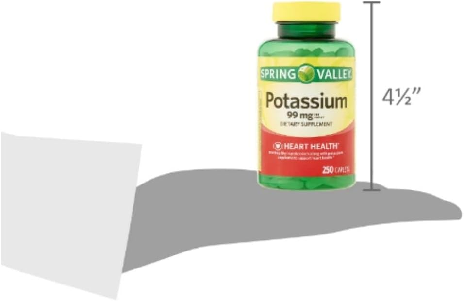 Spring Valley Potassium 99 mg cápsulas para función cardíaca nerviosa y