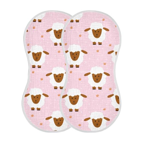 MCHIVER Cartoon Sheep Grass Baby Burp Cloths Cotton Washcloths Soft Absorbent Burping Rags for Baby Boy Girl Burpy Cloth Bib 1 Pack2