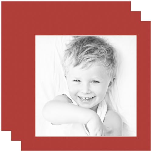 12x12 Deep Red/Deep Red Custom Mat for Picture Frame with 8x8 Opening Size (Mat Only, Frame NOT Included) - 3 Pack