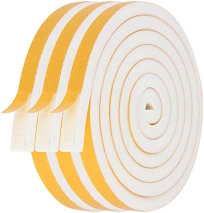 Futuwi Door Weather Stripping-3 Rolls, 1/2 Inch Wide X 1/2 Inch Thick Total 20 Feet Long, Foam Seal Tape for Window Insulation(6.5ft x 3 Rolls)