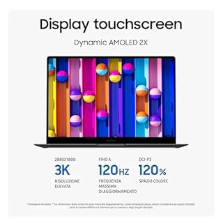 Samsung Notebook, Galaxy Book5 Pro display AMOLED 3K WQXGA+ (14”) Touch Screen, Intel Core Ultra 7-258V, Ram DDR5 32Gb 8533MHz, SSD Nvme da 1Tb, Ultraleggero 1,23 Kg, Win11 Pro, Gar. Italia