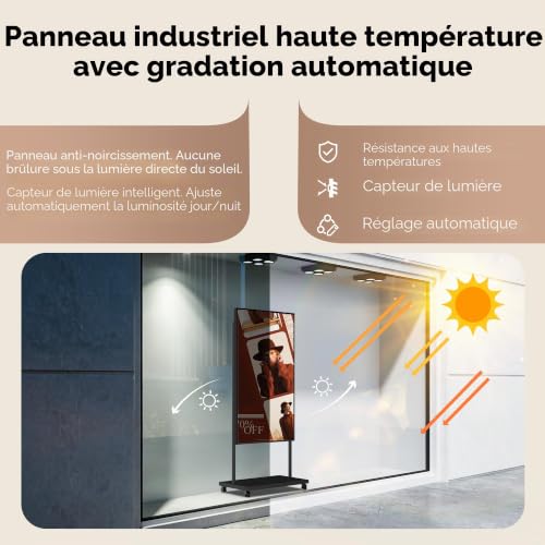 YCKJNB 43" Écran publicitaire 3000 Nits, IPS Ecran Publicitaire FHD Affichage sur Pied avec Auto-Luminosité, CMS/USB/WiFi/HDMI, Totem Affichage Publicitaire pour Vitrine, Restaurants et Entreprise – vue 2
