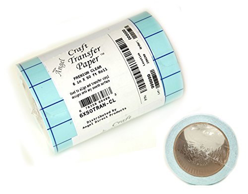 Angel Crafts Transfer Paper Tape: Craft Transfer Tape for Vinyl Application with Blue Grid Lines - Self Adhesive Transfer Paper Roll Compatible with Cricut, Silhouette Cameo - 6 Inch by 50 Feet, Clear