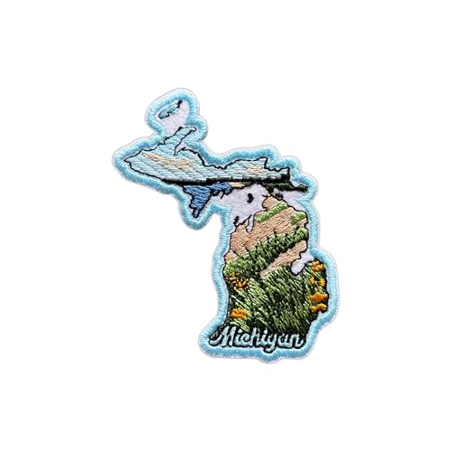 AKIKOPATCH Nature State Map Embroidery Iron On Patches, Size 3"