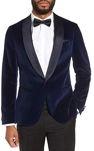 Mens Blue Velvet Tuxedo Jackets One Button Designer Blazers Christmas Dinner Evening Party Wear Blazer Jacket Coat (Xl) #TOP24