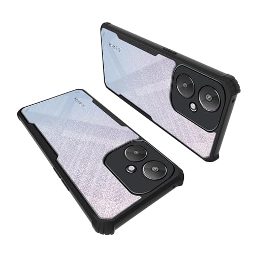 Image of Amazon Brand Solimo Shockproof Crystal Clear Back Cover for Redmi 13C 5G / Poco M6 5G | 360 Degree Protection | Transparent Redmi 13C 5G / Poco M6 5G Back Cover Case (PC & TPU, Black Bumper)