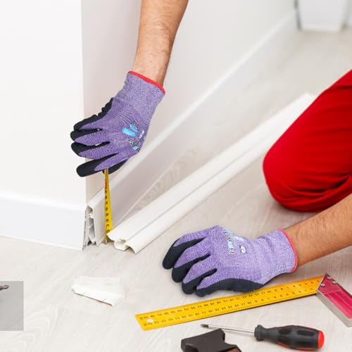 Image of Work Gloves for Women, Eco Friendly Safety Work Gloves with Breathable Rubber Coated, Smart Touch,3 Pairs