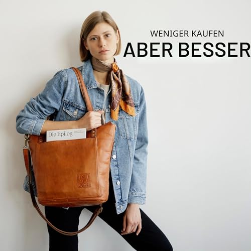 Foto von Berliner Bags Schultertasche Verona Vintage, Shopper aus Leder - Braun