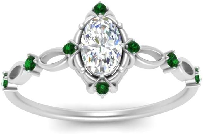 Choose Your Gemstone Oval Halo Antique Delicate Diamond CZ Ring Sterling Silver Oval Shape Vintage Engagement Rings Minimal Modern Design Birthday Gift Wedding Gift US Size 4 to 12