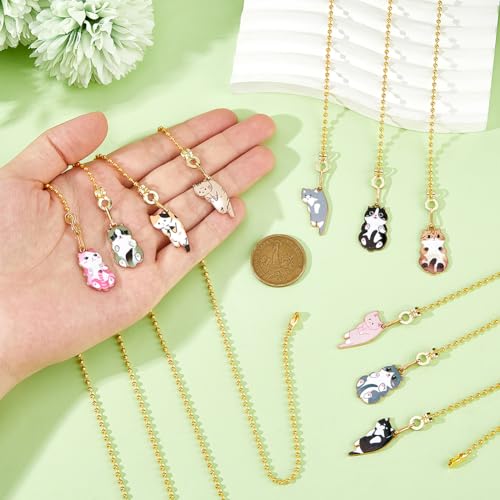 Image of DICOSMETIC 10Pcs Light Pull Chain 13.7 Inch Enamel Cat Charm Ceiling Fan Pull Chain Extender Adjustable Decorative Extension Connector Hanging Ornaments for Fan Wall Lighting Lamp Home Decor
