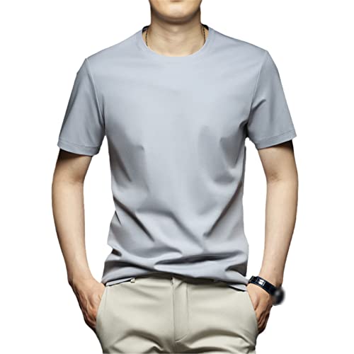 T-shirt homme en soie glacée anti-transpiration col rond manches courtes