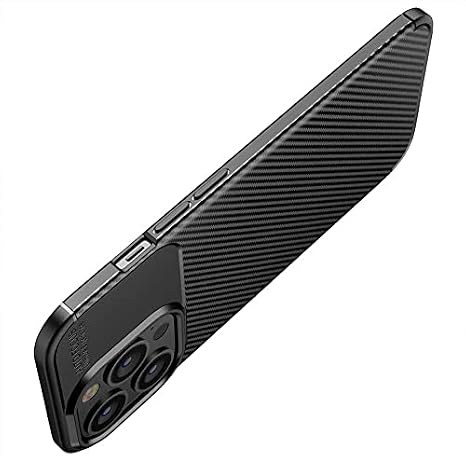 Spia Apple iPhone 13 Pro Max Case Black Carbon Silicone Original Flexible Thin Improved Durable Anti-Shock Protector New Generation Design (Apple iPhone 13 Pro Max, Black)