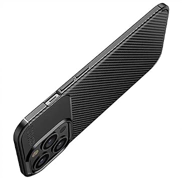 Spia Apple iPhone 13 Pro Max Case Black Carbon Silicone Original Flexible Thin Improved Durable Anti-Shock Protector New Generation Design (Apple iPhone 13 Pro Max, Black)