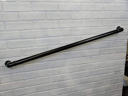 Aluminum Handrail Direct CHR 6\' Handrail Section with Returns - Satin Black - Easy to Install Stair Hand Rails - USA Made, ADA Compliant Porch Railing - Hand Rail for Outdoor & Indoor Steps
