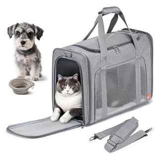 SUCIKORIO Trasportino Gatto Aereo 55x40x23cm Grande Pieghevole Trasportino Gatti Morbido Portatile Borsa per Cani Piccola Taglia 12kg Trasportinos Cani Omologato Aereo con Morbido Cuscino Lavabile