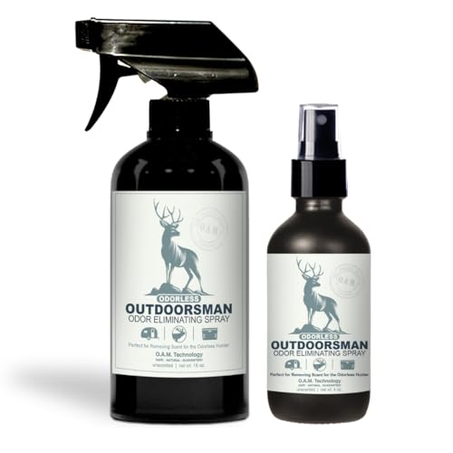 Odorless Outdoorsman Odor Eliminating Spray Completely Removes All Odor in Coolers, Sleeping Bags, Trucks, & More. Safe To Spray Around Pets. Removes Odor On Contact. - 1 16 oz, 1 4 oz (Unscented)