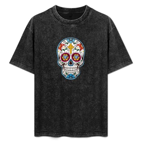 Photo de Big Sugar Skull Mexican Day of The Dead Men's T-Shirt Black Unisex Mens Tees XXL