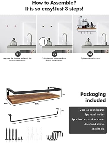 TUNAMAQU Bathroom Shelves,Kitchen Storage Shelves, Floating Shelves for Wall (Carbonized Black)