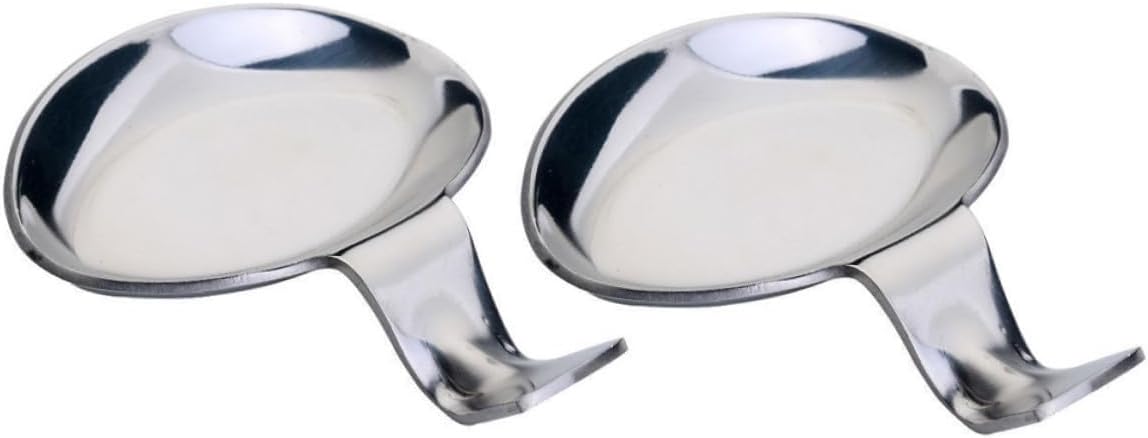 GANAZONO 2pcs Stainless Steel Spoon and Chopstick Holder Set Sauce Dish, Desktop Kitchen Utensil Rest for Cooking and Dining, Heat-resistant Tabletop Accessory for Home Use