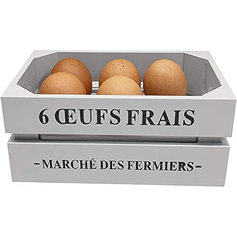 GreyZouq Wooden Egg Crate in Light Dove Grey. Vintage Style Egg Basket. Stores Cover